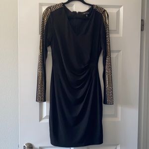 Black Studded Ruched Dress - Guess